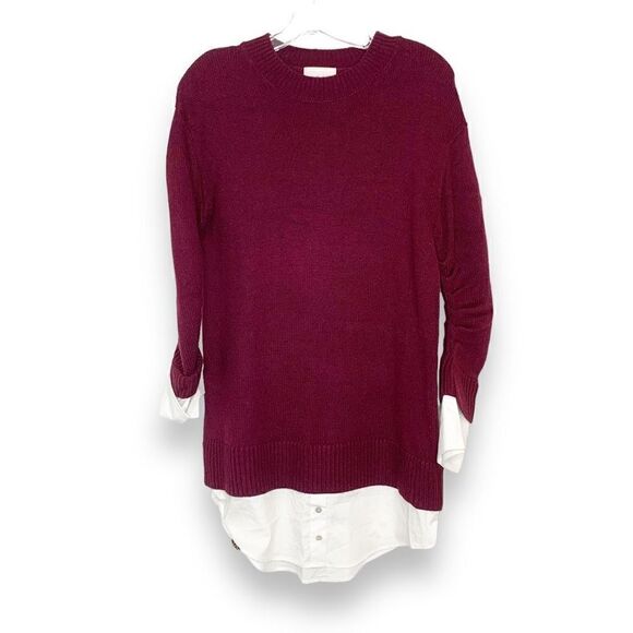 Cinq à Sept Santina Dress Burgundy Red Shirt Sleeves/Hem Sweater Dress Womens XS - Picture 5 of 14